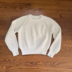 Zara Girls Cream Crewneck Sweater with Shoulder Cut Out Detail. EUC. Size 11/12